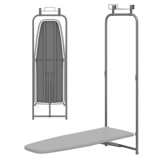 Over the Door Ironing Board Space-Saving Metal Hanging Ironing Board-Gray W2B