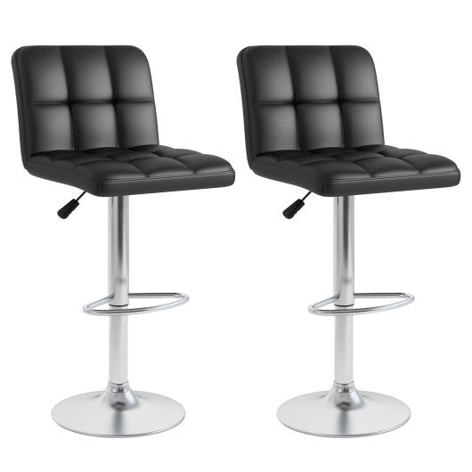 Modern Bat Stools Set of 2 with Back and Heavy-duty Metal Base and Footrest-Black W2B