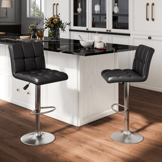 Modern Bat Stools Set of 2 with Back and Heavy-duty Metal Base and Footrest-Black W2B