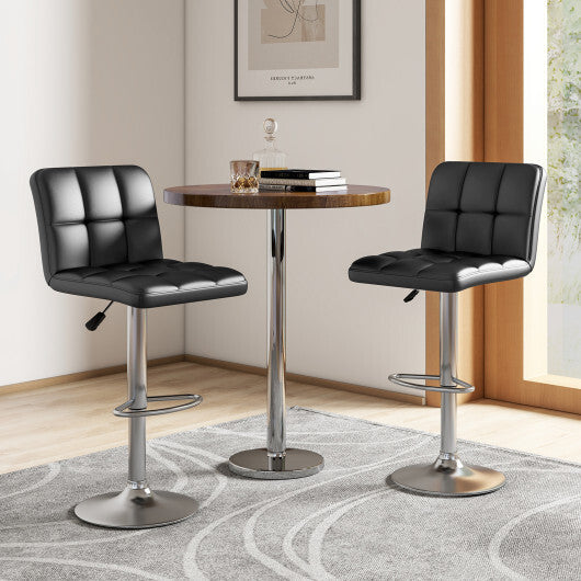 Modern Bat Stools Set of 2 with Back and Heavy-duty Metal Base and Footrest-Black W2B
