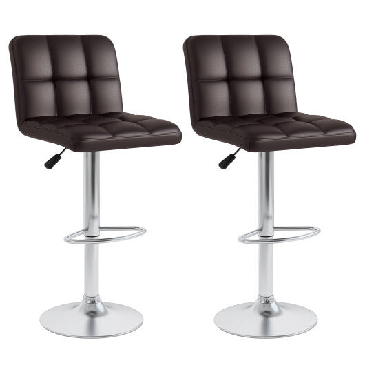 Modern Bat Stools Set of 2 with Back and Heavy-duty Metal Base and Footrest-Black W2B