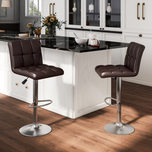 Modern Bat Stools Set of 2 with Back and Heavy-duty Metal Base and Footrest-Black W2B