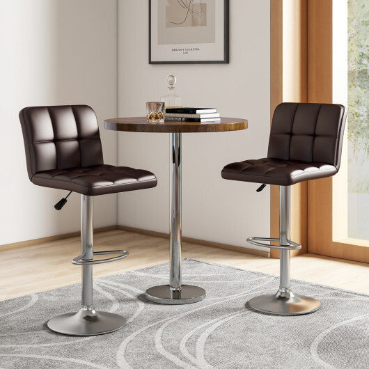 Modern Bat Stools Set of 2 with Back and Heavy-duty Metal Base and Footrest-Black W2B