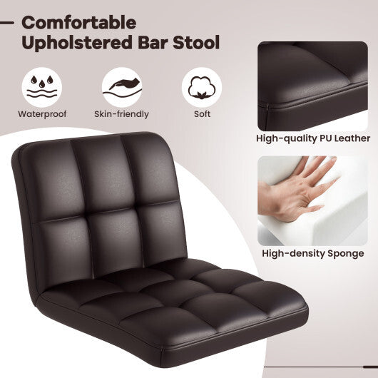 Modern Bat Stools Set of 2 with Back and Heavy-duty Metal Base and Footrest-Black W2B