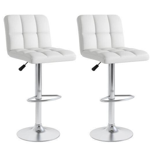 Modern Bat Stools Set of 2 with Back and Heavy-duty Metal Base and Footrest-Black W2B