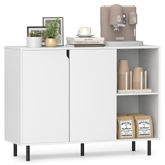42 Inch Sideboard Buffet Cabinet Kitchen with Adjustable Shelves-White - Color: White W2B