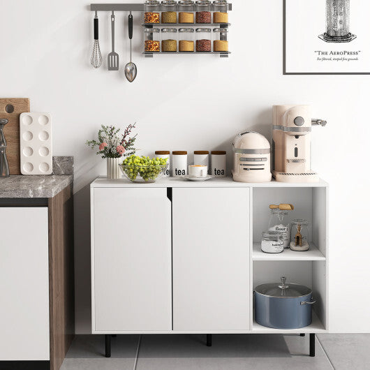 42 Inch Sideboard Buffet Cabinet Kitchen with Adjustable Shelves-White W2B