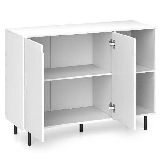 42 Inch Sideboard Buffet Cabinet Kitchen with Adjustable Shelves-White W2B