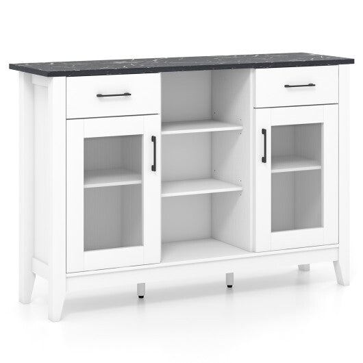 Sideboard Buffet Cabinet with 2 Drawers and 4 Adjustable Shelves-Black
