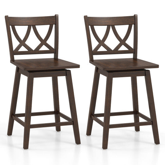 24/29 Inch Bar Stool Set of 2 Wooden Bar Chairs with Rubber Wood Frame-24 inches W2B