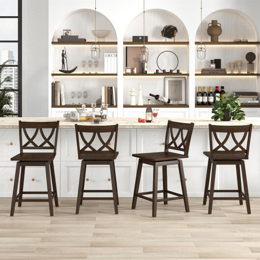 24/29 Inch Bar Stool Set of 2 Wooden Bar Chairs with Rubber Wood Frame-24 inches W2B