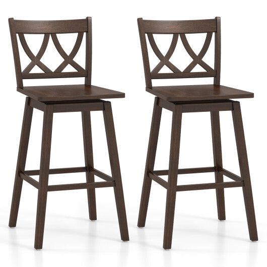 24/29 Inch Bar Stool Set of 2 Wooden Bar Chairs with Rubber Wood Frame-24 inches W2B
