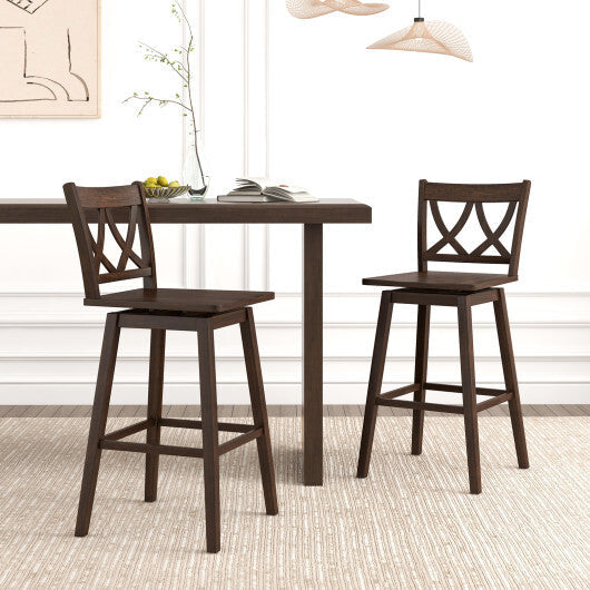 24/29 Inch Bar Stool Set of 2 Wooden Bar Chairs with Rubber Wood Frame-24 inches W2B