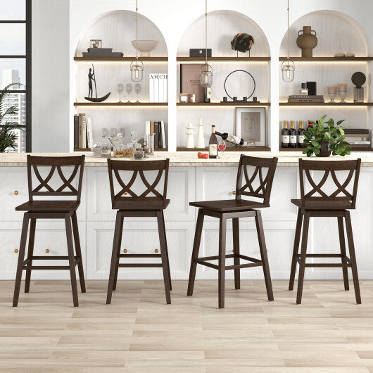 24/29 Inch Bar Stool Set of 2 Wooden Bar Chairs with Rubber Wood Frame-24 inches W2B