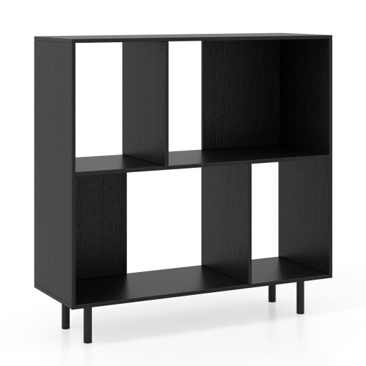 Open Shelf Bookcase with 4 Compartments-Black W2B