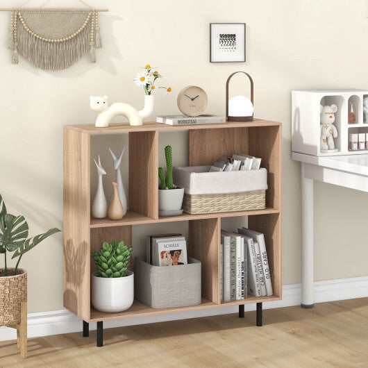 Open Shelf Bookcase with 4 Compartments-Black W2B