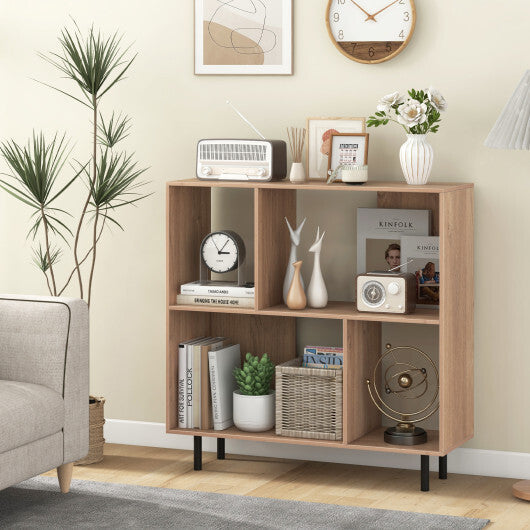 Open Shelf Bookcase with 4 Compartments-Black W2B