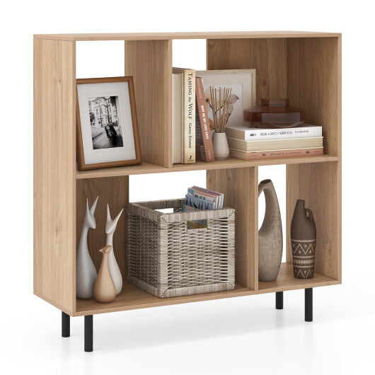Open Shelf Bookcase with 4 Compartments-Black W2B