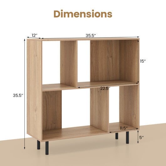Open Shelf Bookcase with 4 Compartments-Black W2B