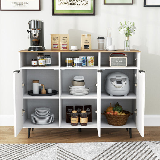 Sideboard Buffet Cabinet Kitchen Storage Cabinet with 5-Position Adjustable Shelves-White W2B