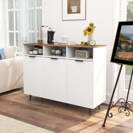 Sideboard Buffet Cabinet Kitchen Storage Cabinet with 5-Position Adjustable Shelves-White W2B