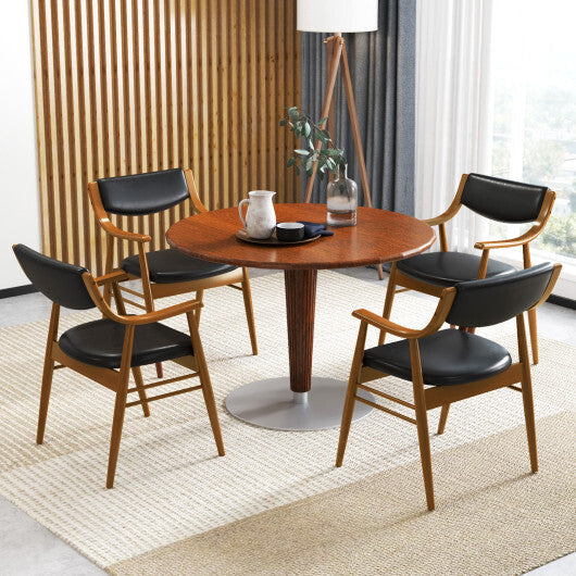 Wooden Dining Chair Set of 2 with Padded Seat and Back-Black W2B