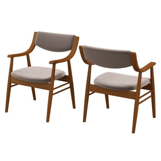 Wooden Dining Chair Set of 2 with Padded Seat and Back-Black W2B