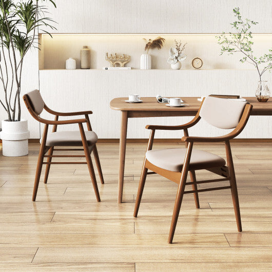 Wooden Dining Chair Set of 2 with Padded Seat and Back-Black W2B