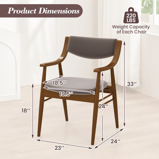 Wooden Dining Chair Set of 2 with Padded Seat and Back-Black W2B
