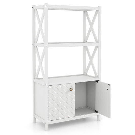 Bathroom Storage Cabinet with Open Shelves and Double Doors-White W2B