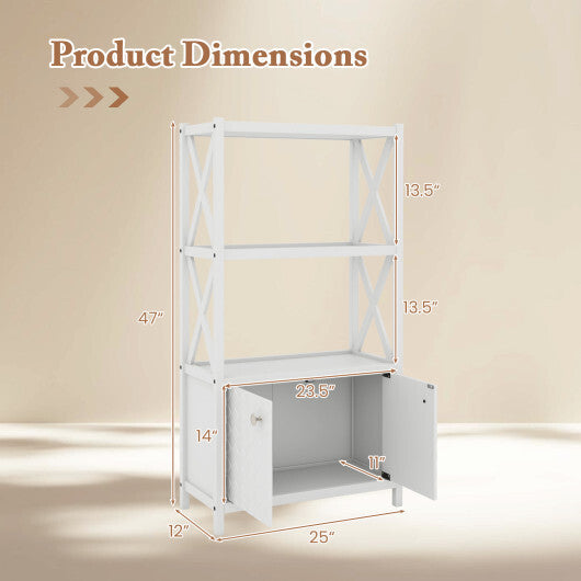 Bathroom Storage Cabinet with Open Shelves and Double Doors-White W2B