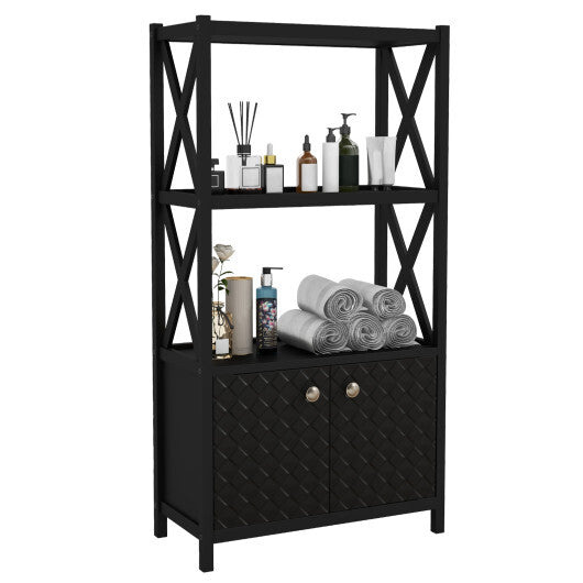 Bathroom Storage Cabinet with Open Shelves and Double Doors-White W2B