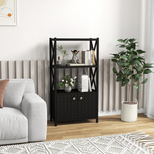 Bathroom Storage Cabinet with Open Shelves and Double Doors-White W2B