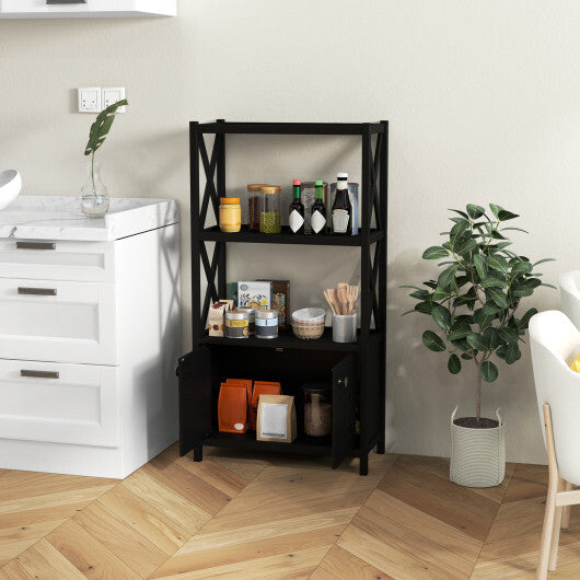 Bathroom Storage Cabinet with Open Shelves and Double Doors-White W2B