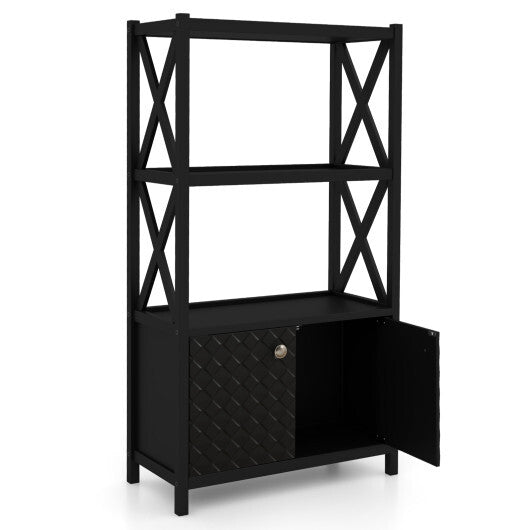 Bathroom Storage Cabinet with Open Shelves and Double Doors-White W2B