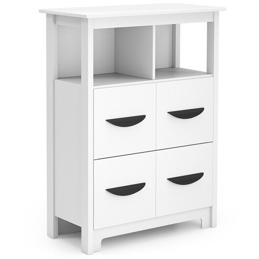 24 Inch Floor Cabinet with 2 Open Compartments and 2 Drawers-White W2B
