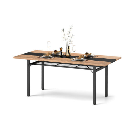 6 Feet Dining Table with Heavy-Duty Metal Frame for 6-8 People-Natural