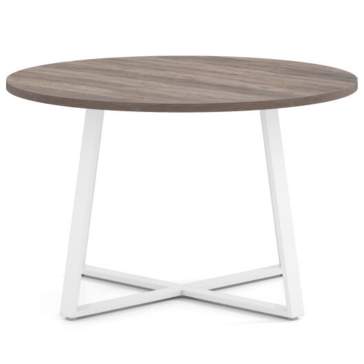 47 Inch Round Dining Table with Stable X-shaped Base and Round Thickened Tabletop-Natural W2B