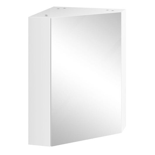 Corner Medicine Cabinet with Mirror with Open Mirror Door and Adjustable Shelf-Brown W2B