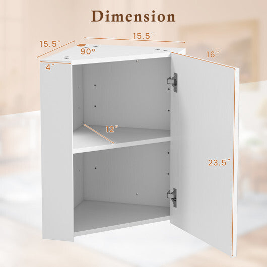 Corner Medicine Cabinet with Mirror with Open Mirror Door and Adjustable Shelf-Brown W2B