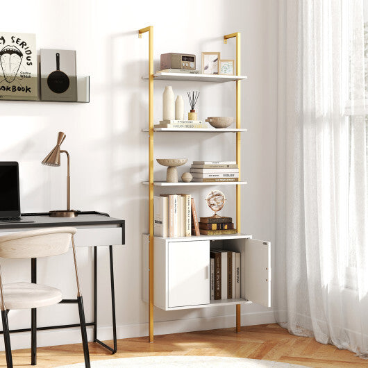 72.5 Inch Tall Bookshelf with Cabinet Anti-Tipping Kits and Metal Frame-Black W2B