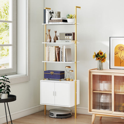 72.5 Inch Tall Bookshelf with Cabinet Anti-Tipping Kits and Metal Frame-Black W2B