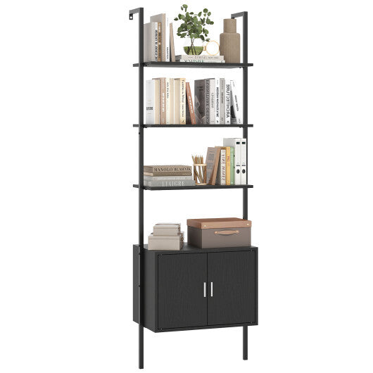 72.5 Inch Tall Bookshelf with Cabinet Anti-Tipping Kits and Metal Frame-Black W2B