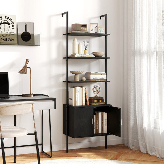 72.5 Inch Tall Bookshelf with Cabinet Anti-Tipping Kits and Metal Frame-Black W2B