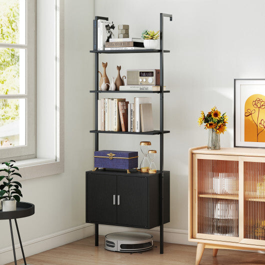72.5 Inch Tall Bookshelf with Cabinet Anti-Tipping Kits and Metal Frame-Black W2B