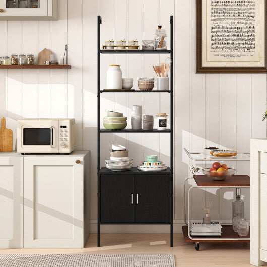 72.5 Inch Tall Bookshelf with Cabinet Anti-Tipping Kits and Metal Frame-Black W2B