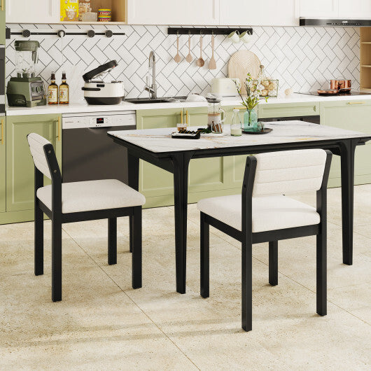 Set of 2 Dining Chairs Sherpa Upholstered Armless Chair with Wood Frame-White