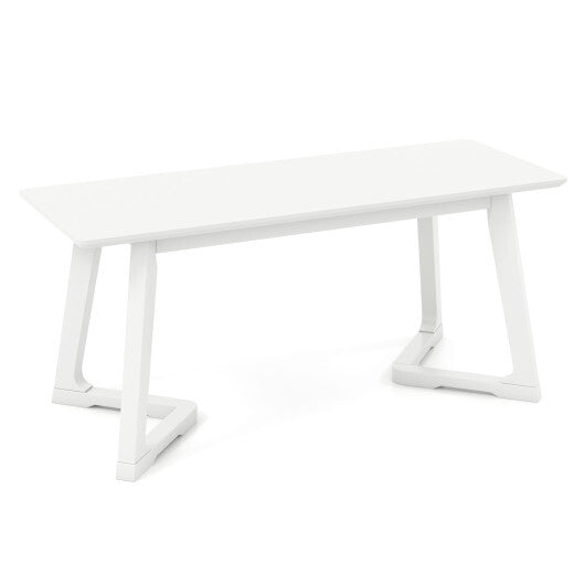 42 Inch Modern Entryway Bench Long Dining Bench with Rubber Wood Legs-White W2B
