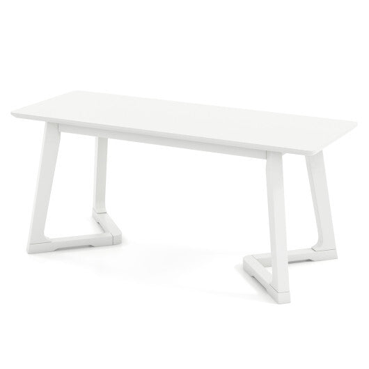 42 Inch Modern Entryway Bench Long Dining Bench with Rubber Wood Legs-White W2B