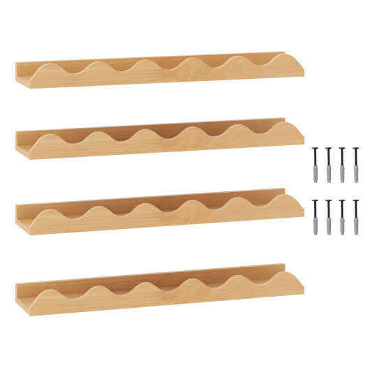 24 Inch Kids Bookshelf Set of 4 Wall-Mounted Picture Ledge Shelf-Natural W2B